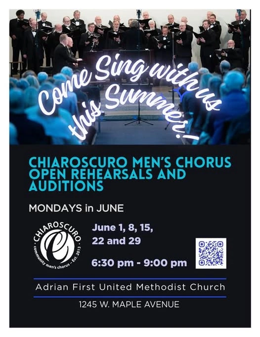 Poster for open rehearsals for singing group